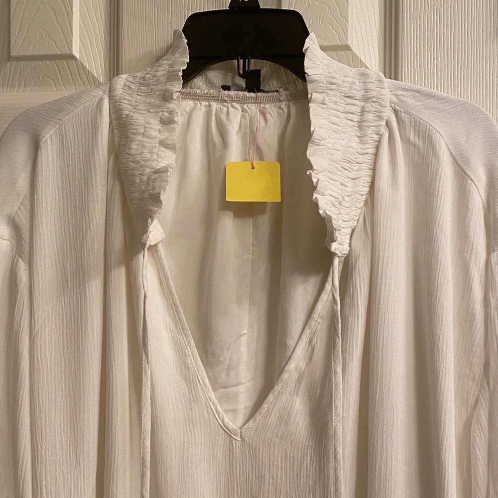 White Ruffled Women's Tunic - Picture 3 of 6